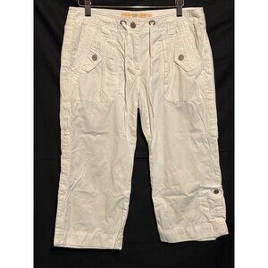 J. Crew White Chino Capri Pants Size 4 Casual Womens Fit With Pockets & Drawstri